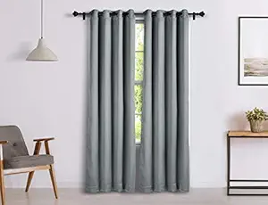 Solimo Room Darkening Blackout Door Curtain, 7 Feet, Set of 2 (Grey)
